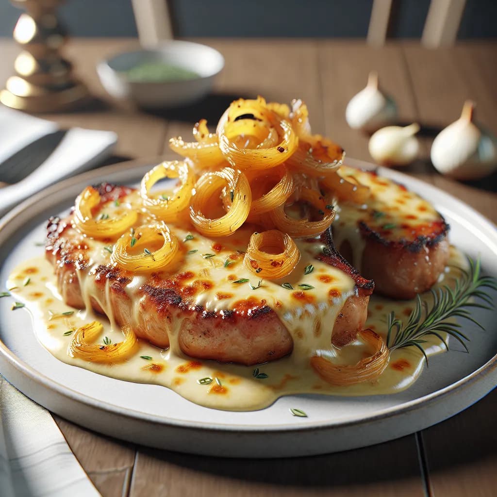 Cheesy Onion Pork Chops