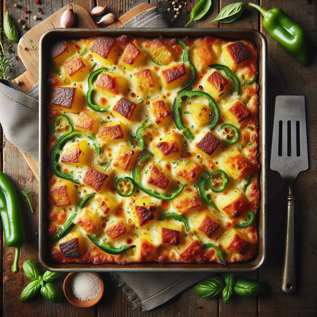 Cheesy Potato and Green Pepper Bake