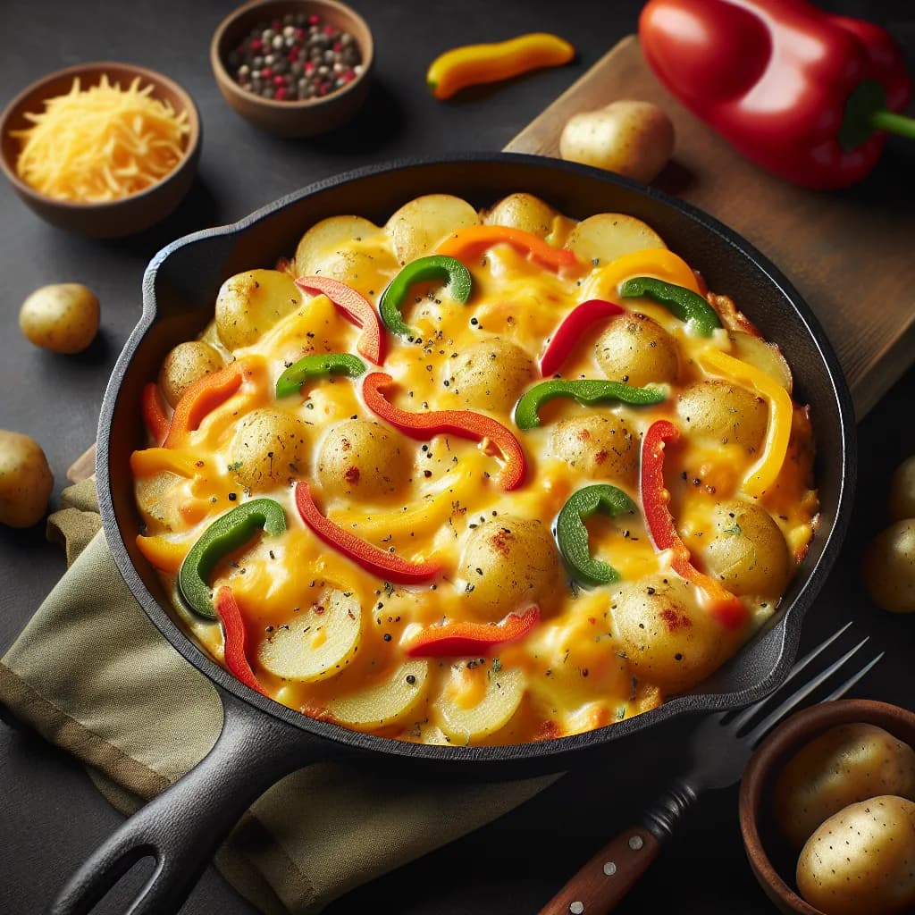 Cheesy Potato and Pepper Skillet