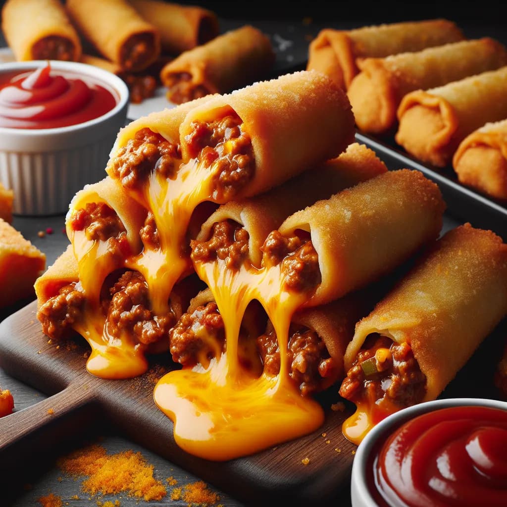 Cheesy Sloppy Joe Egg Rolls