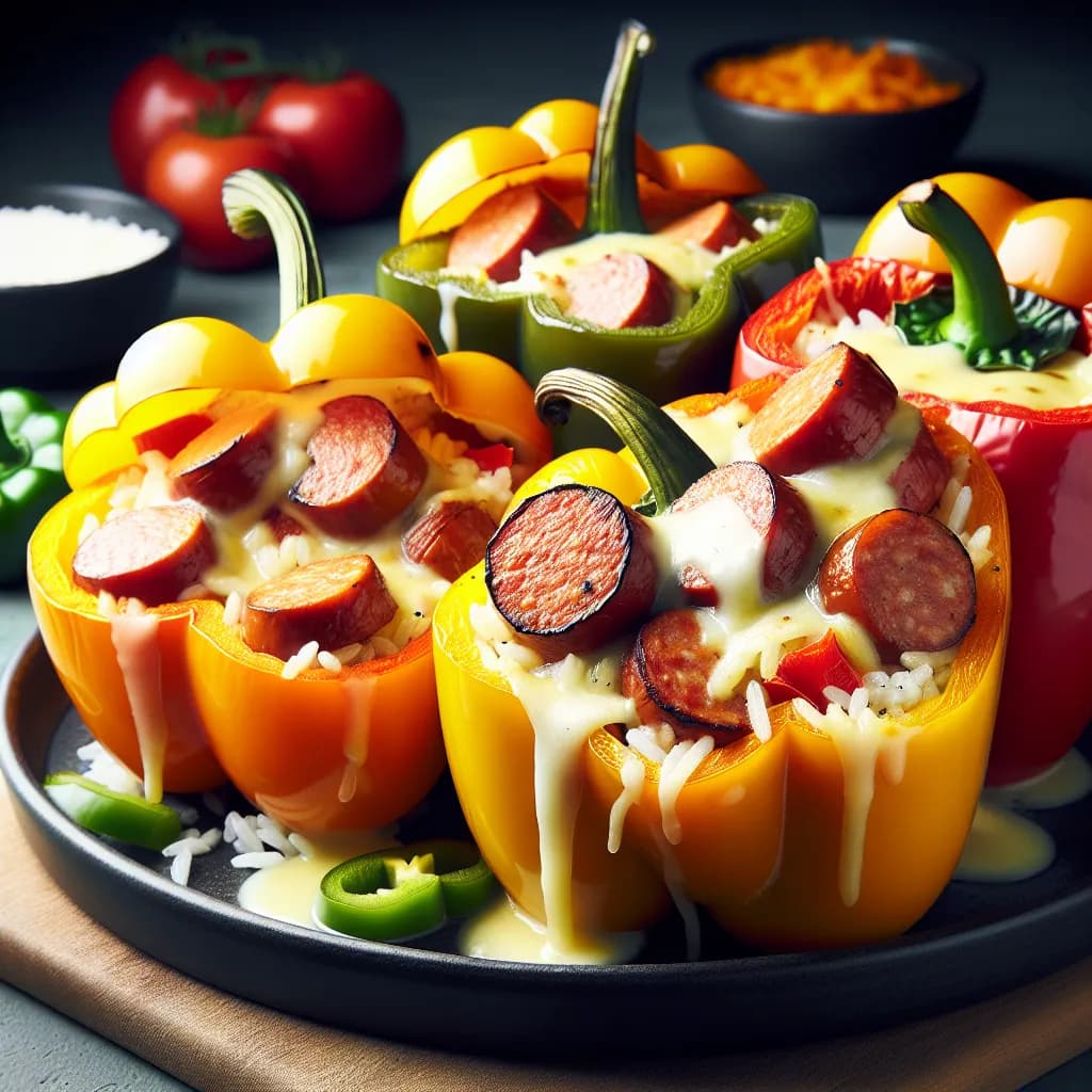 Cheesy Spicy Sausage Stuffed Peppers