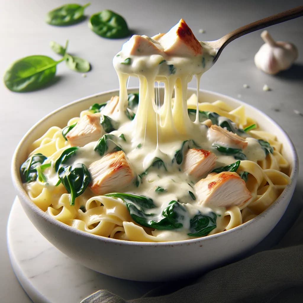 Cheesy Spinach and Chicken Pasta