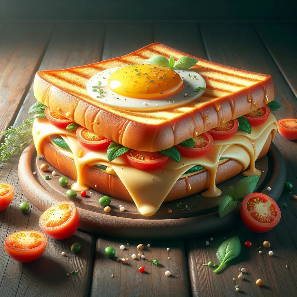 Cheesy Tomato Egg Sandwich