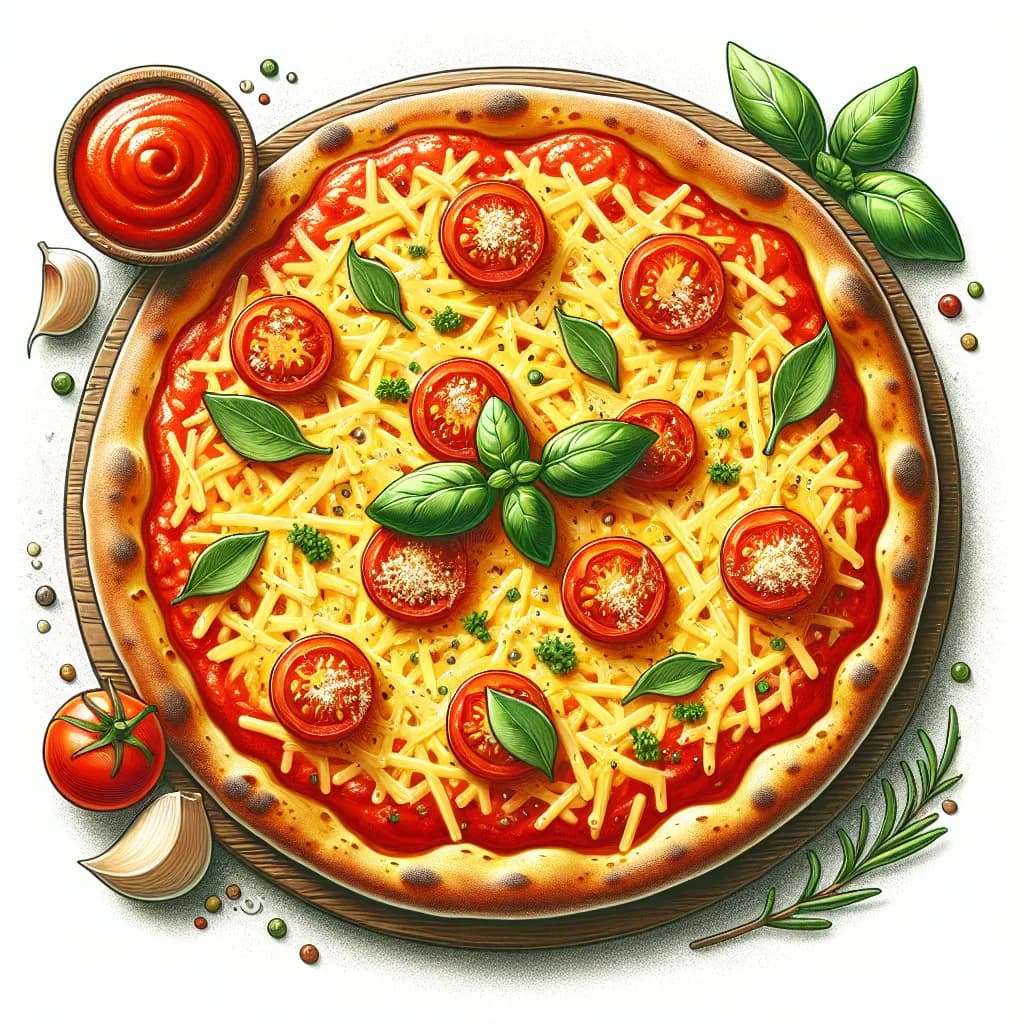 Cheesy Tomato and Leaf Sauce Pizza