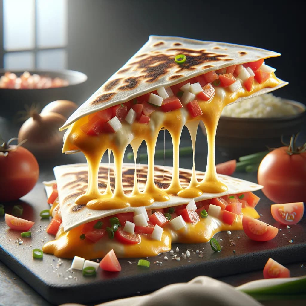 Cheesy Tomato and Onion Quesadillas