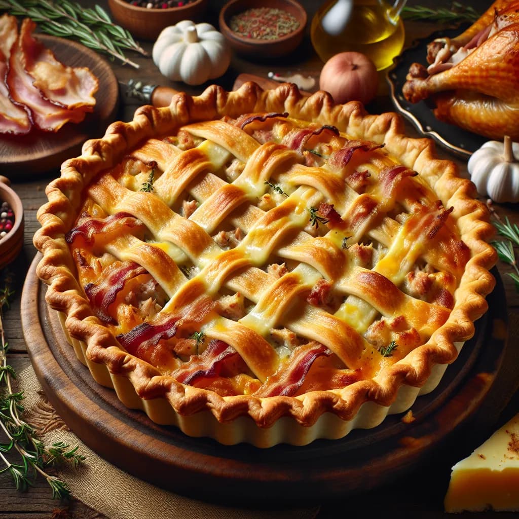 Cheesy Turkey and Bacon Pie
