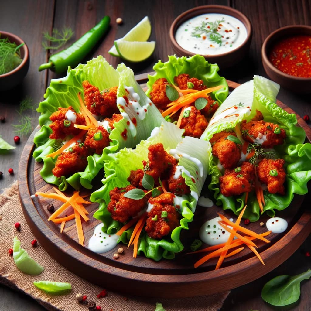 Chicken 65 Lettuce Wraps