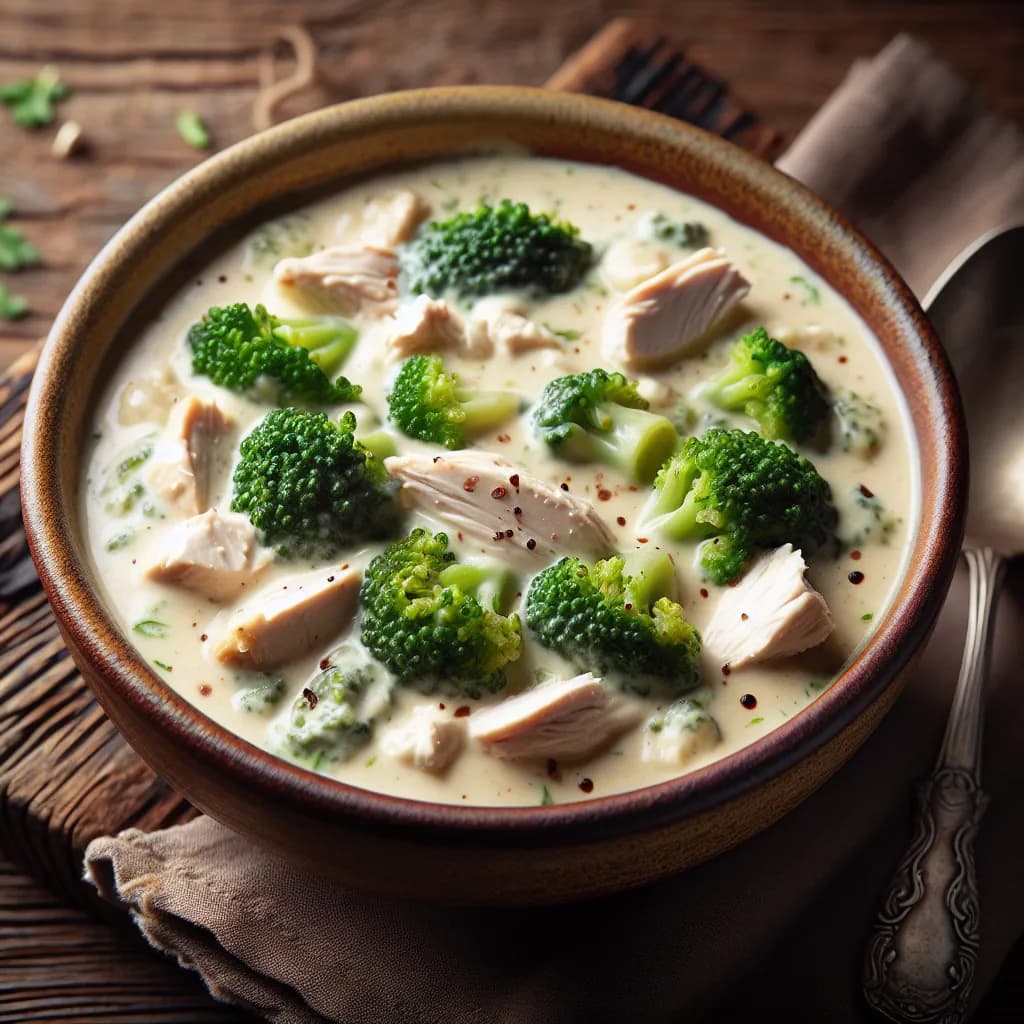 Chicken Alfredo Soup with Broccoli