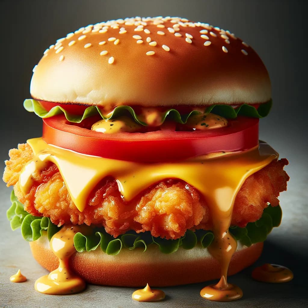 Chicken Burger with Honey Mustard Sauce