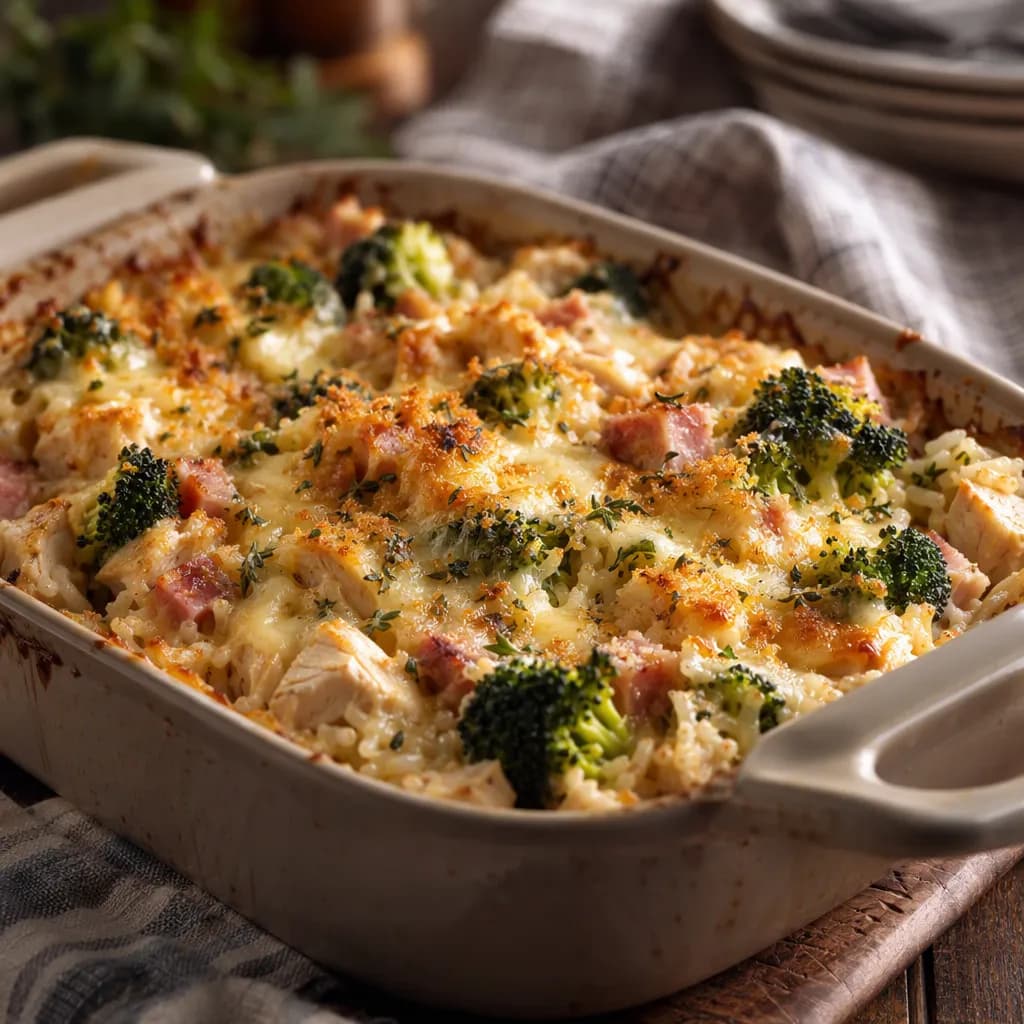 Chicken Cordon Bleu Rice and Broccoli Casserole