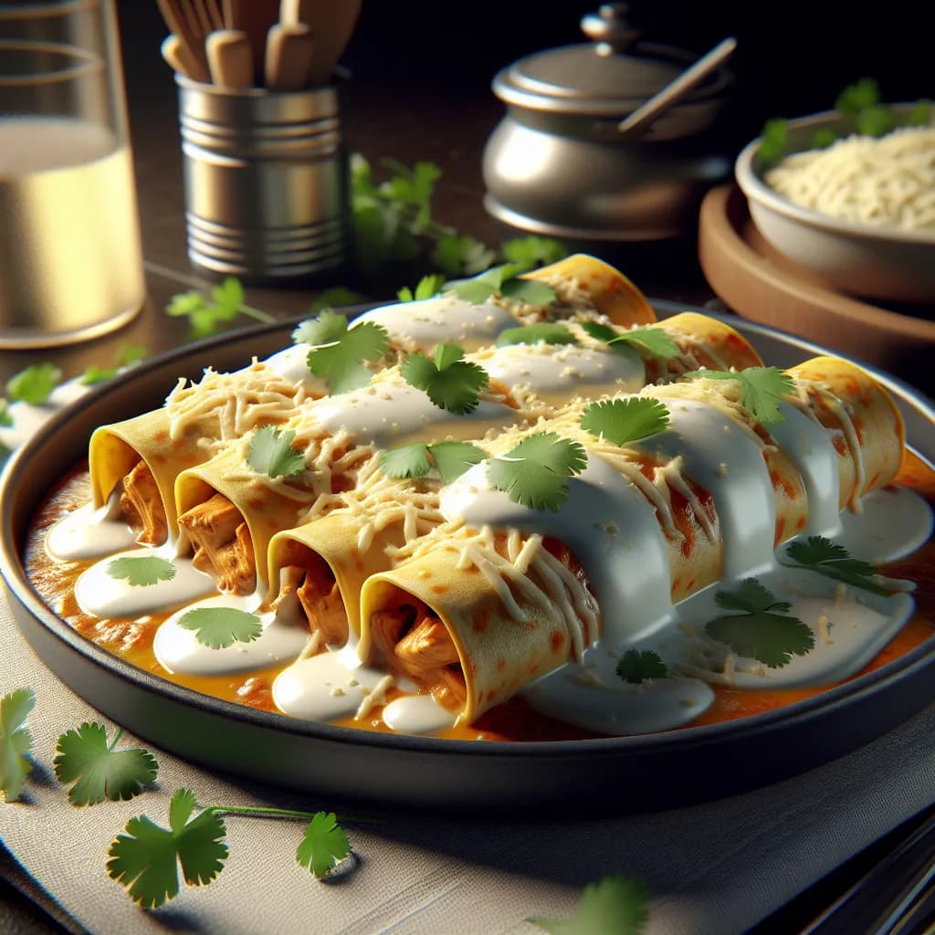 Chicken Enchiladas with Sour Cream Sauce