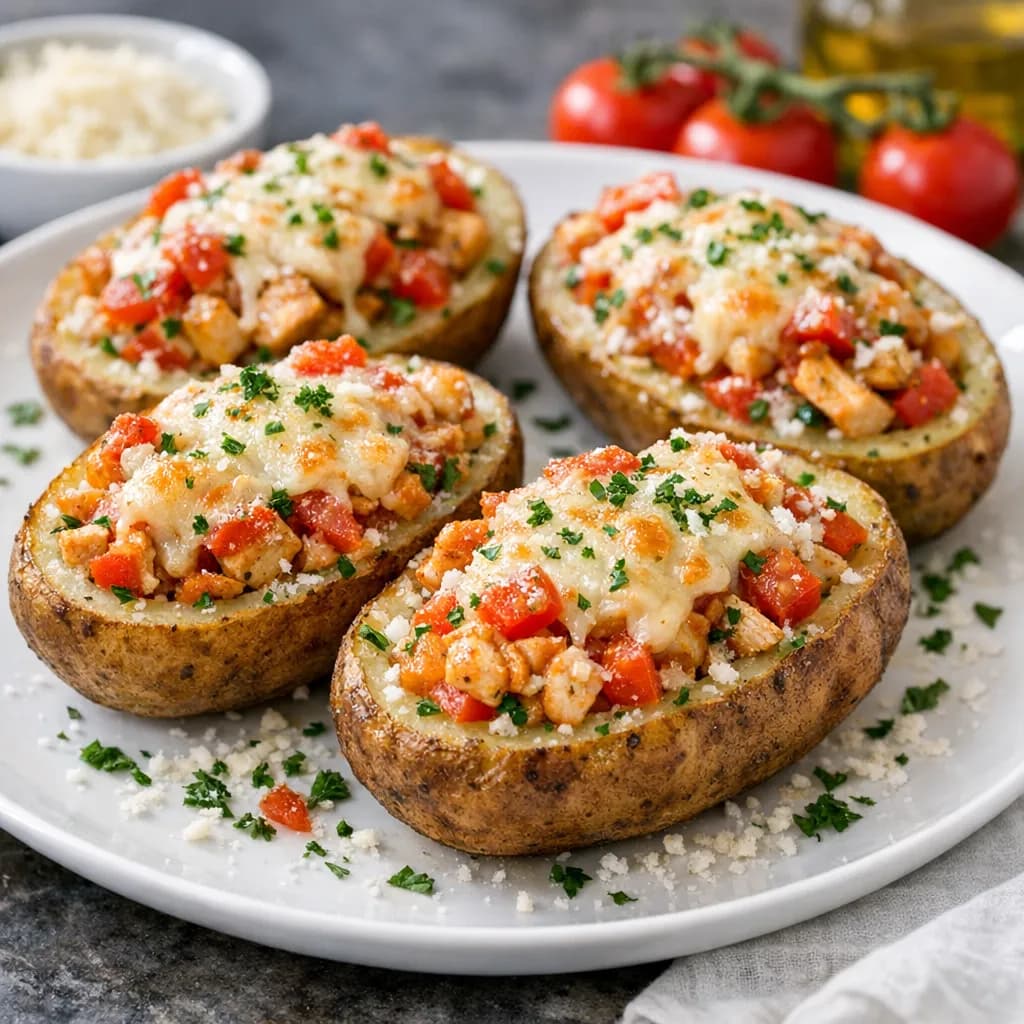 Chicken Parmesan Stuffed Potatoes