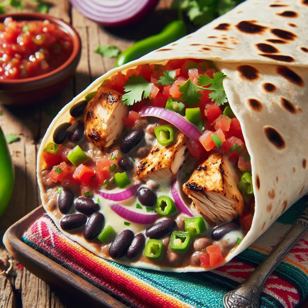 Chicken and Black Bean Burrito