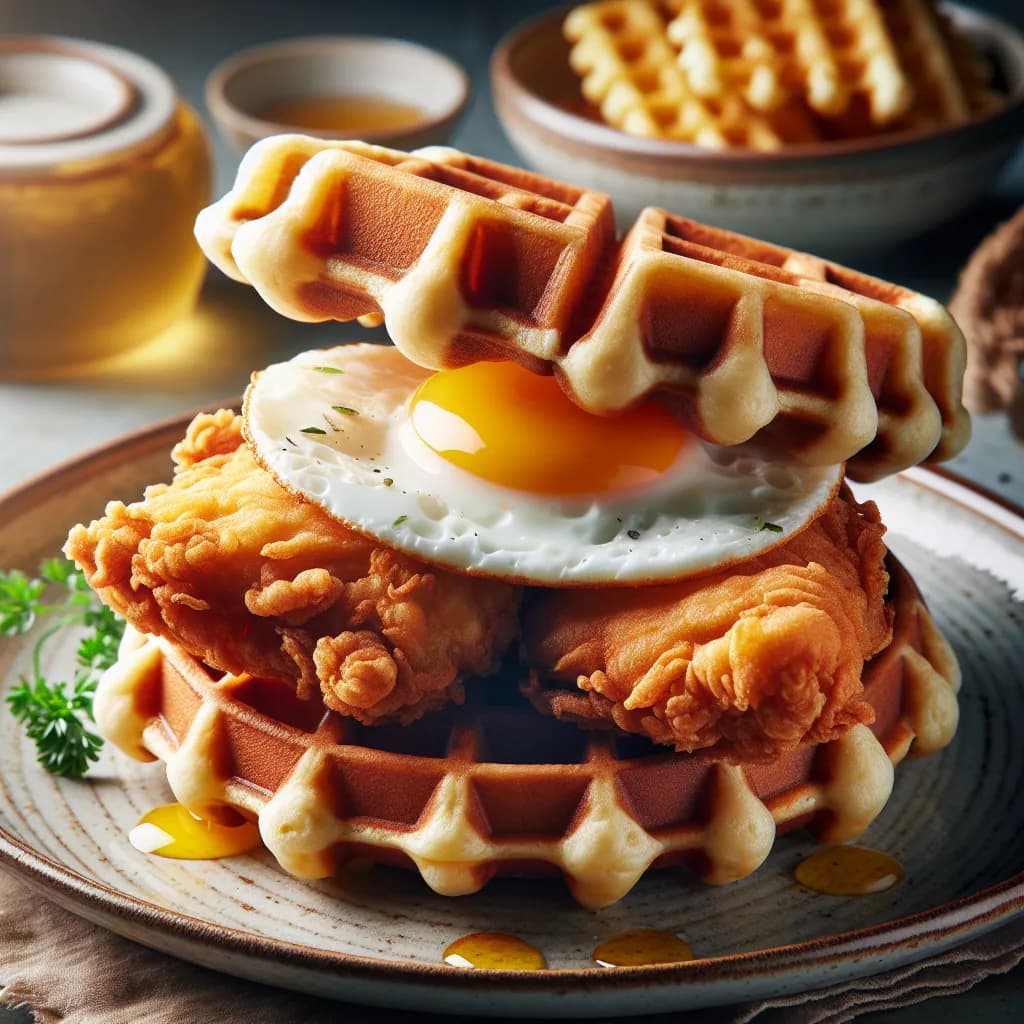 Chicken and Egg Waffle Sandwich