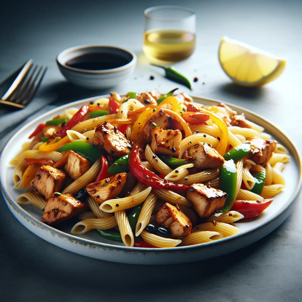 Chicken and Onion Stir-Fry Pasta