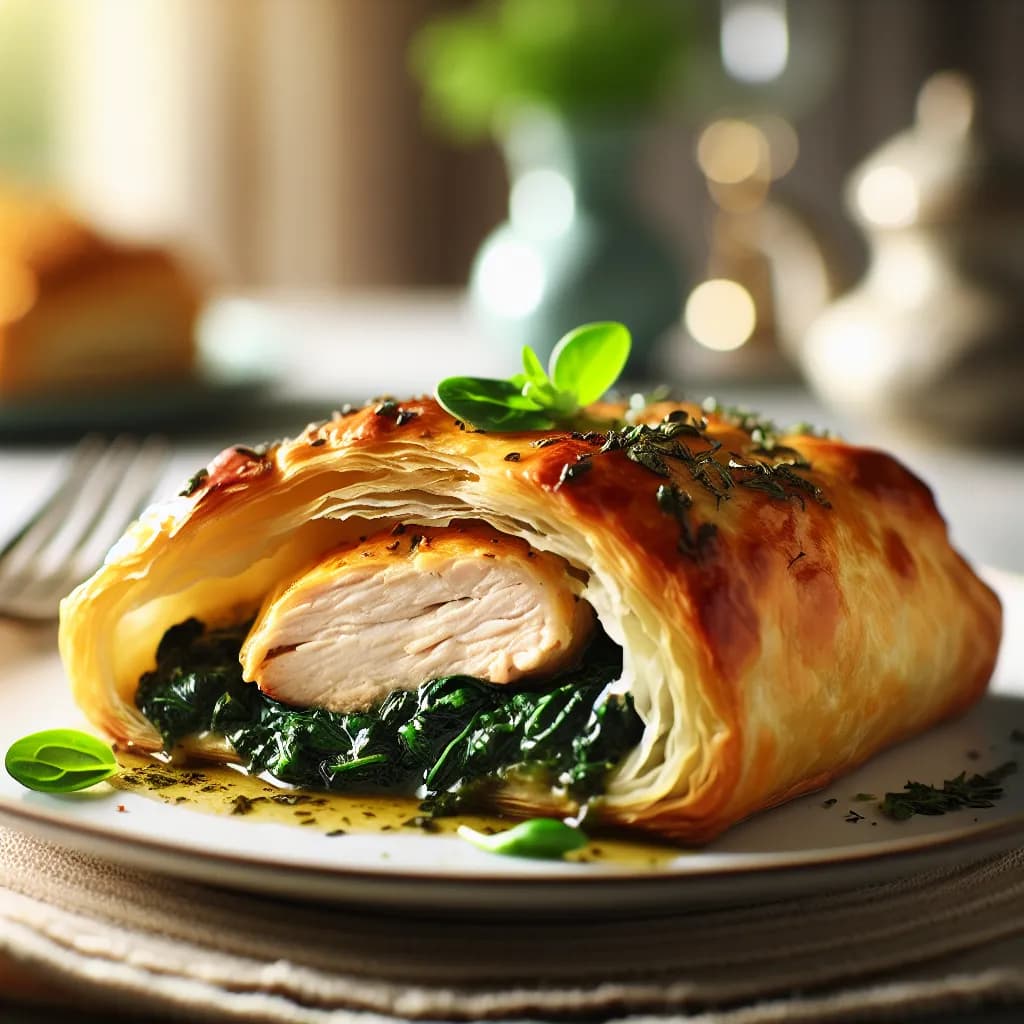 Chicken and Spinach Stuffed Puff Pastry
