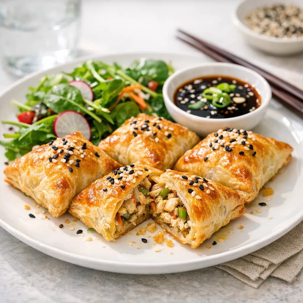 Chicken and Vegetable Gyoza Puff Pastry Parcels