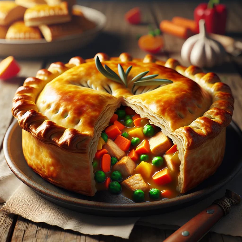 Chicken and Vegetable Puff Pastry Pie