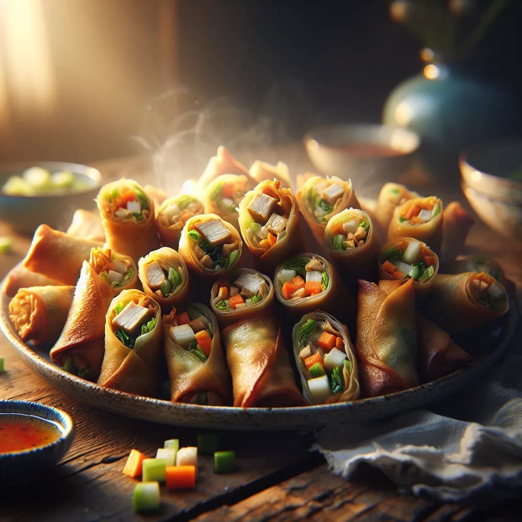Chicken and Vegetable Spring Rolls