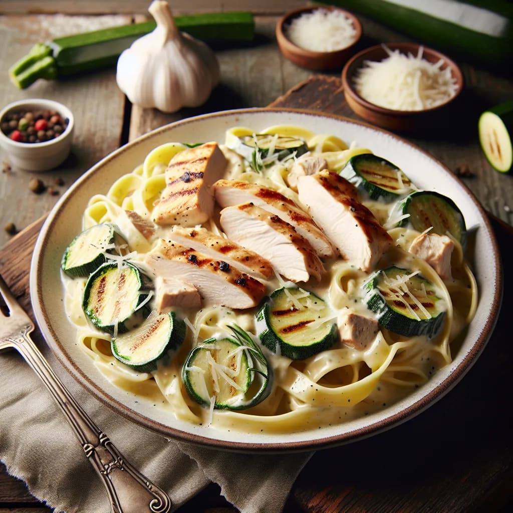 Chicken and Zucchini Alfredo