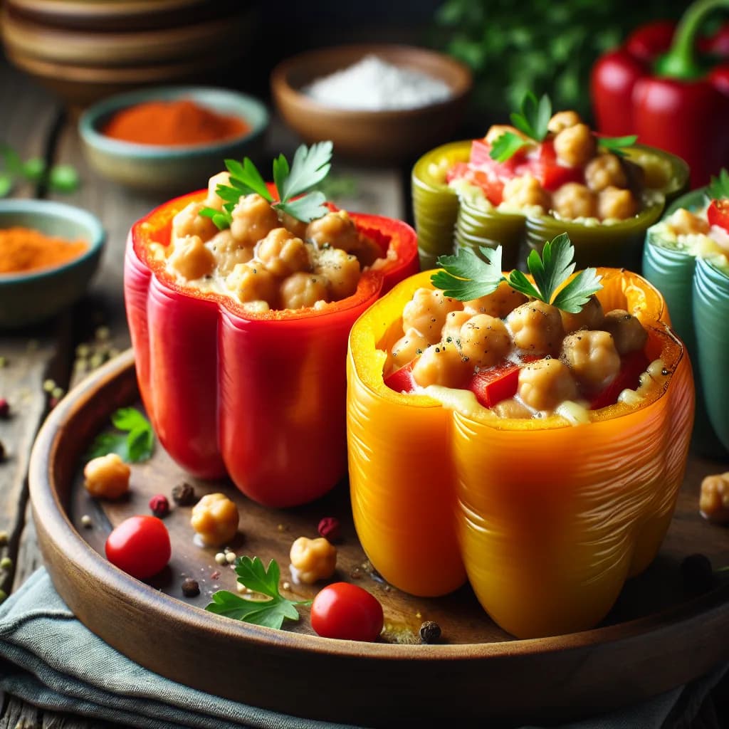 Chickpea Cheese Stuffed Peppers