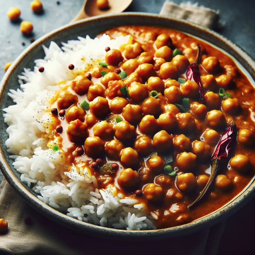 Chickpea Curry on Basmati Rice