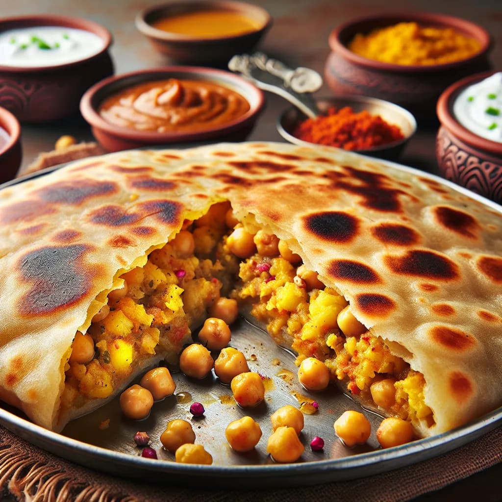 Chickpea and Potato Stuffed Paratha