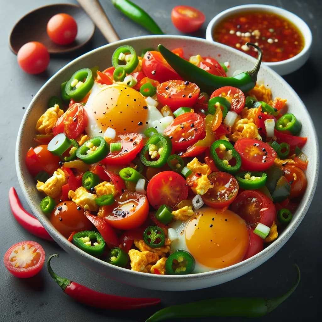 Chili Tomato Egg Stir Fry