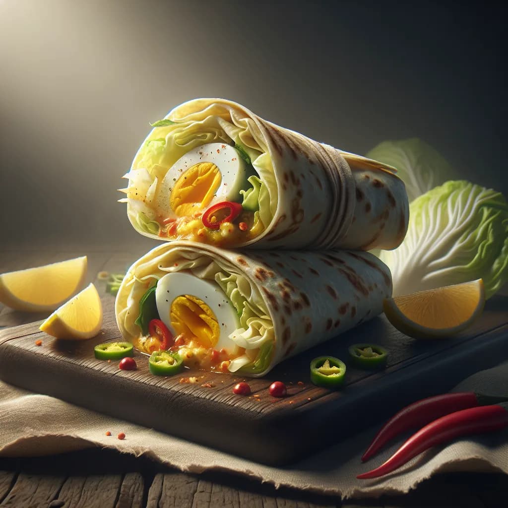 Chili-Lemon Egg and Cabbage Wrap