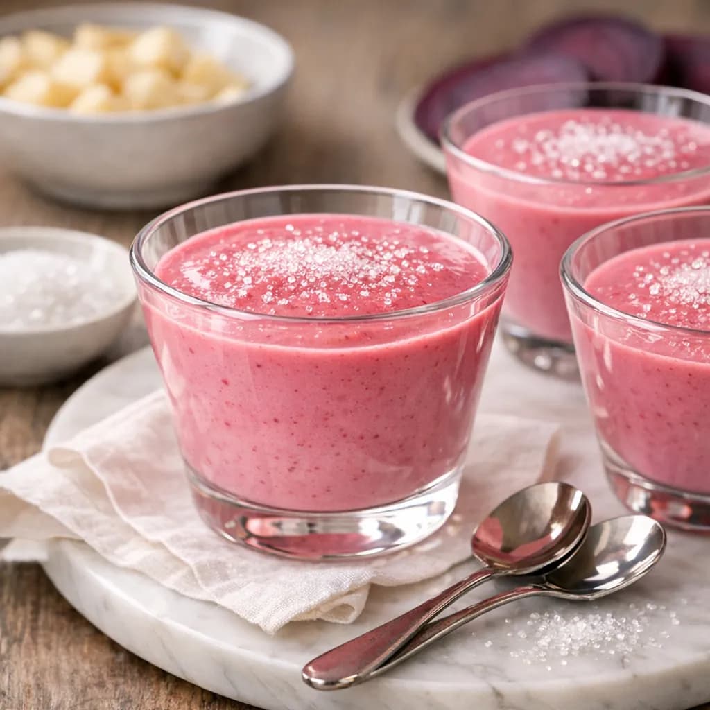 Chilled Beetroot and Potato Custard Cups