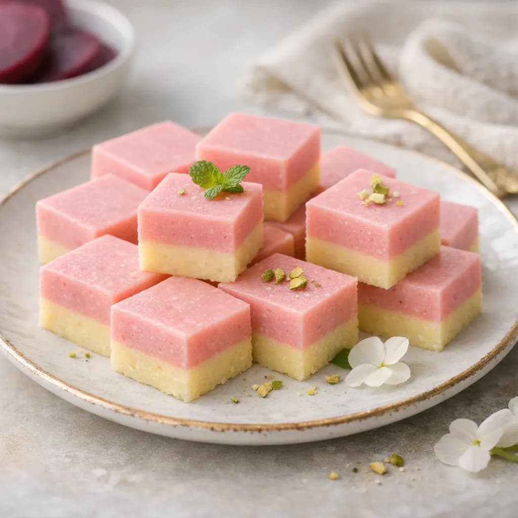 Chilled Potato-Beetroot Milk Squares