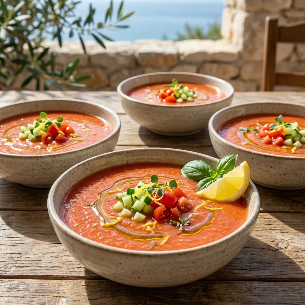 Chilled Tomato Cucumber Lemon Gazpacho