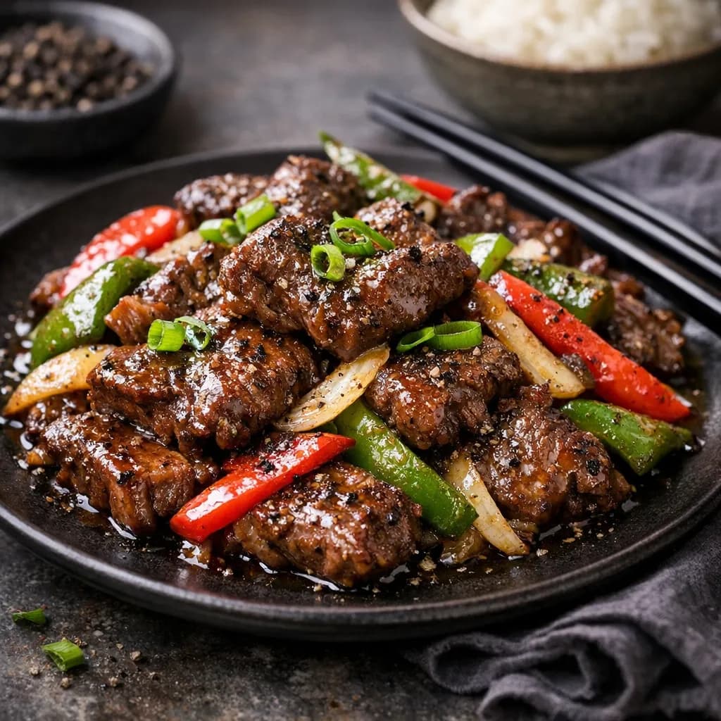 Chinese Black Pepper Beef Stir Fry