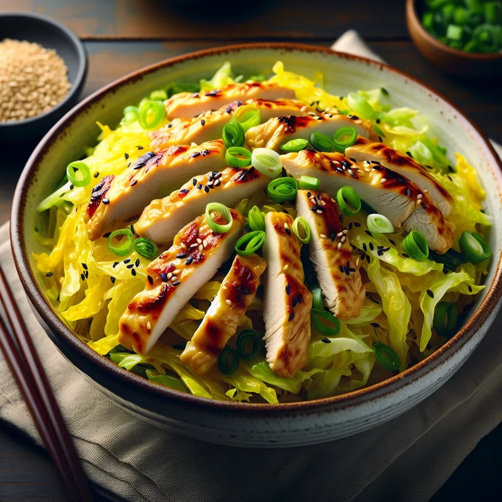 Chinesischer Gelber Krautsalat mit Huhn