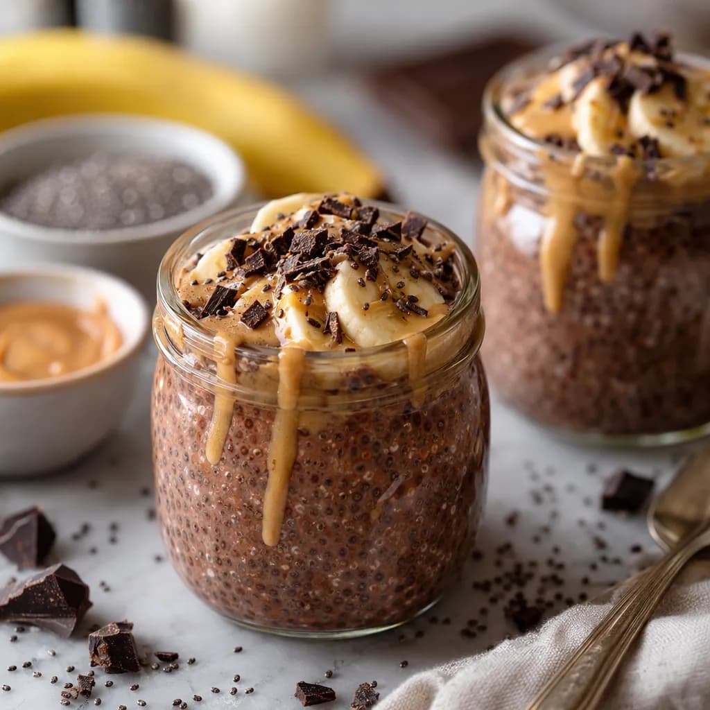 Chocolate Banana Peanut Butter Chia Pudding