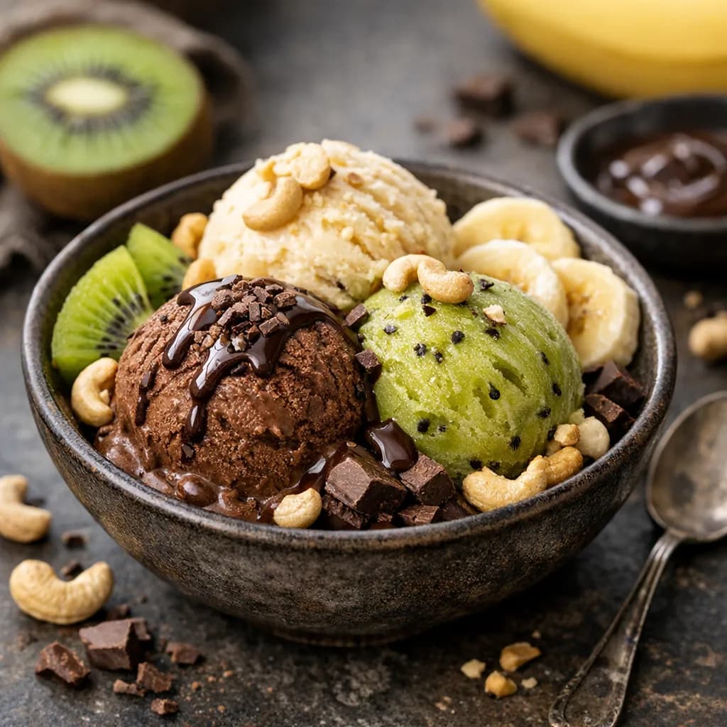 Chocolate Kiwi Banana Cashew Ice Cream