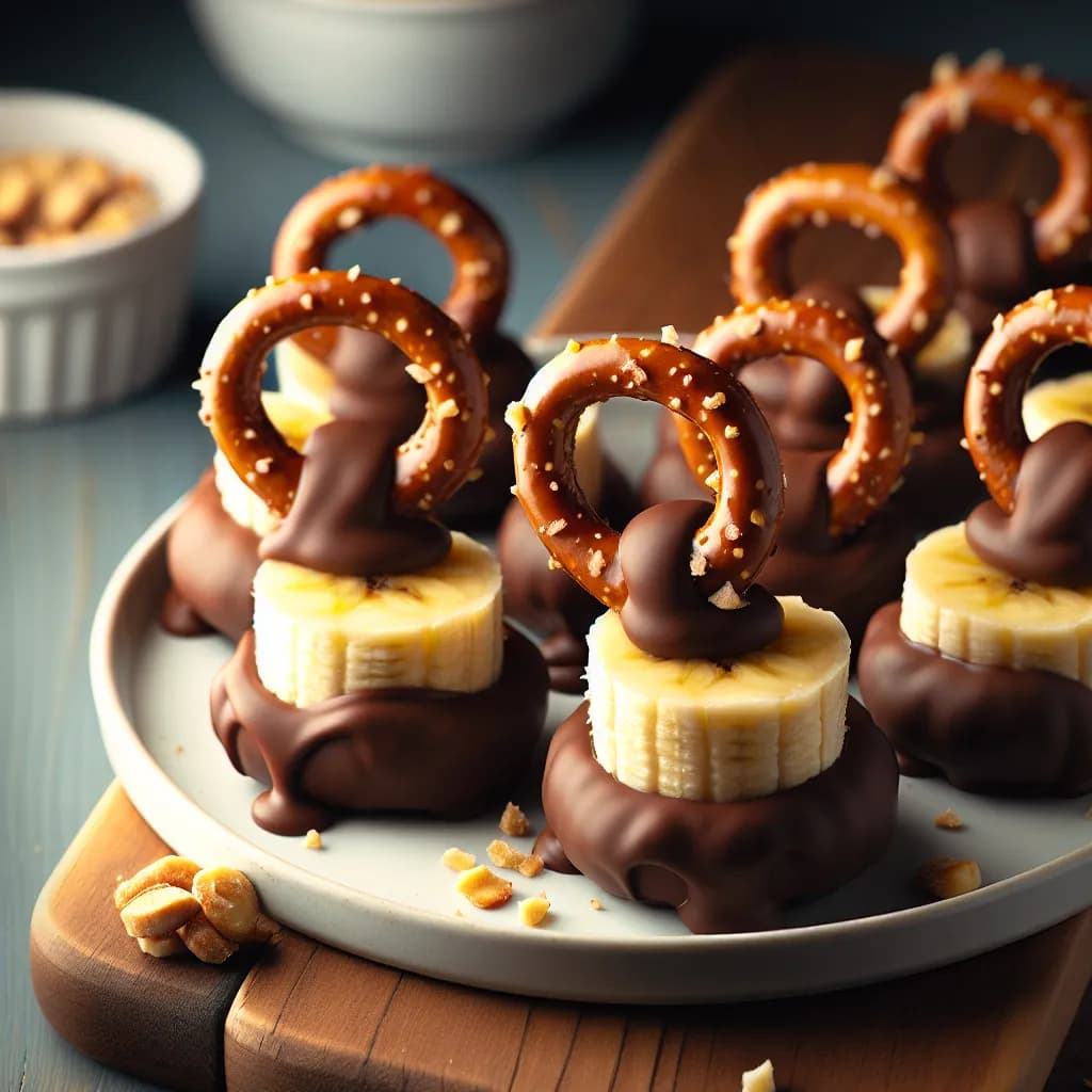Chocolate Pretzel Banana Bites