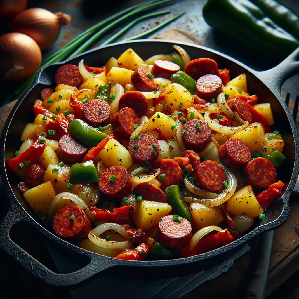 Chorizo and Potato O'Brien Skillet