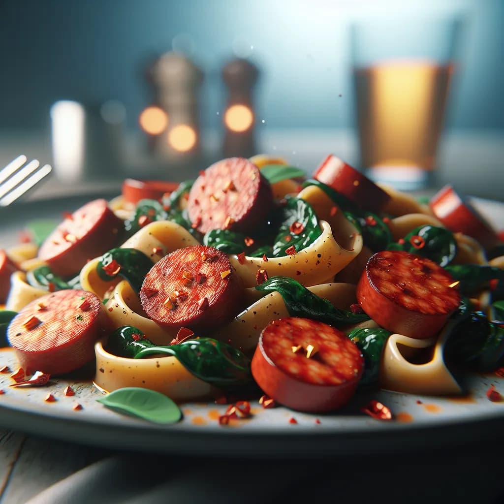 Chorizo and Spinach Pasta