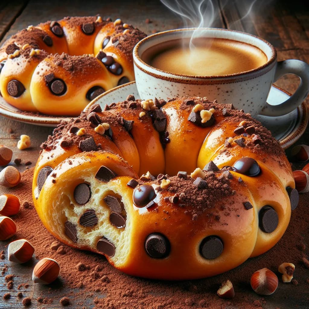 Ciambelle Soffici con Caffè e Gocce di Cioccolato con Nocciole