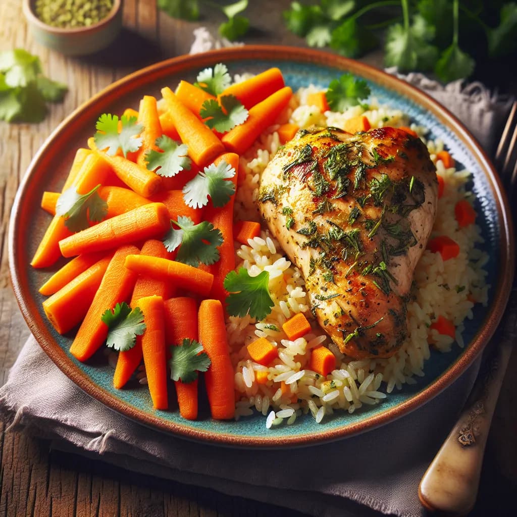 Cilantro Chicken and Carrot Rice Pilaf