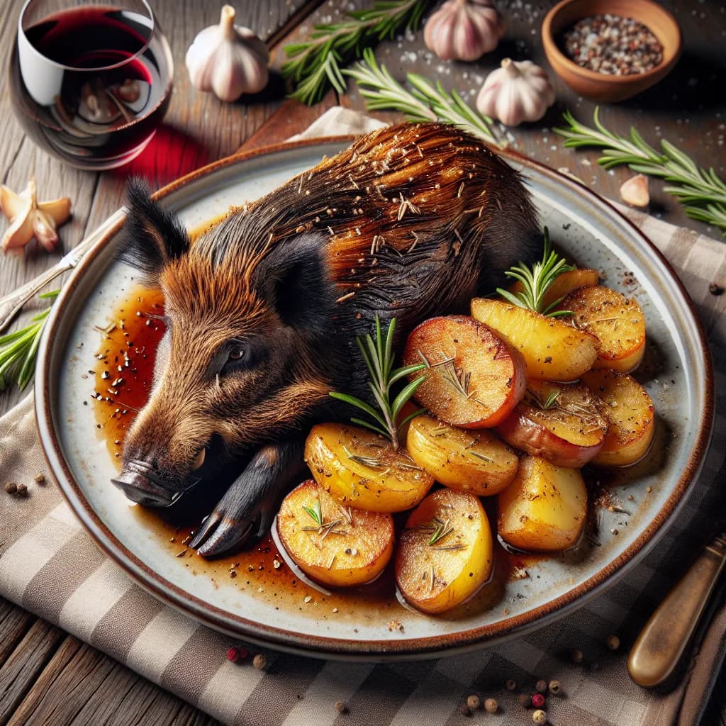 Cinghiale Arrosto con Patate e Rosmarino