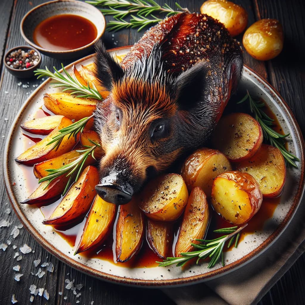 Cinghiale Arrosto con Patate e Rosmarino