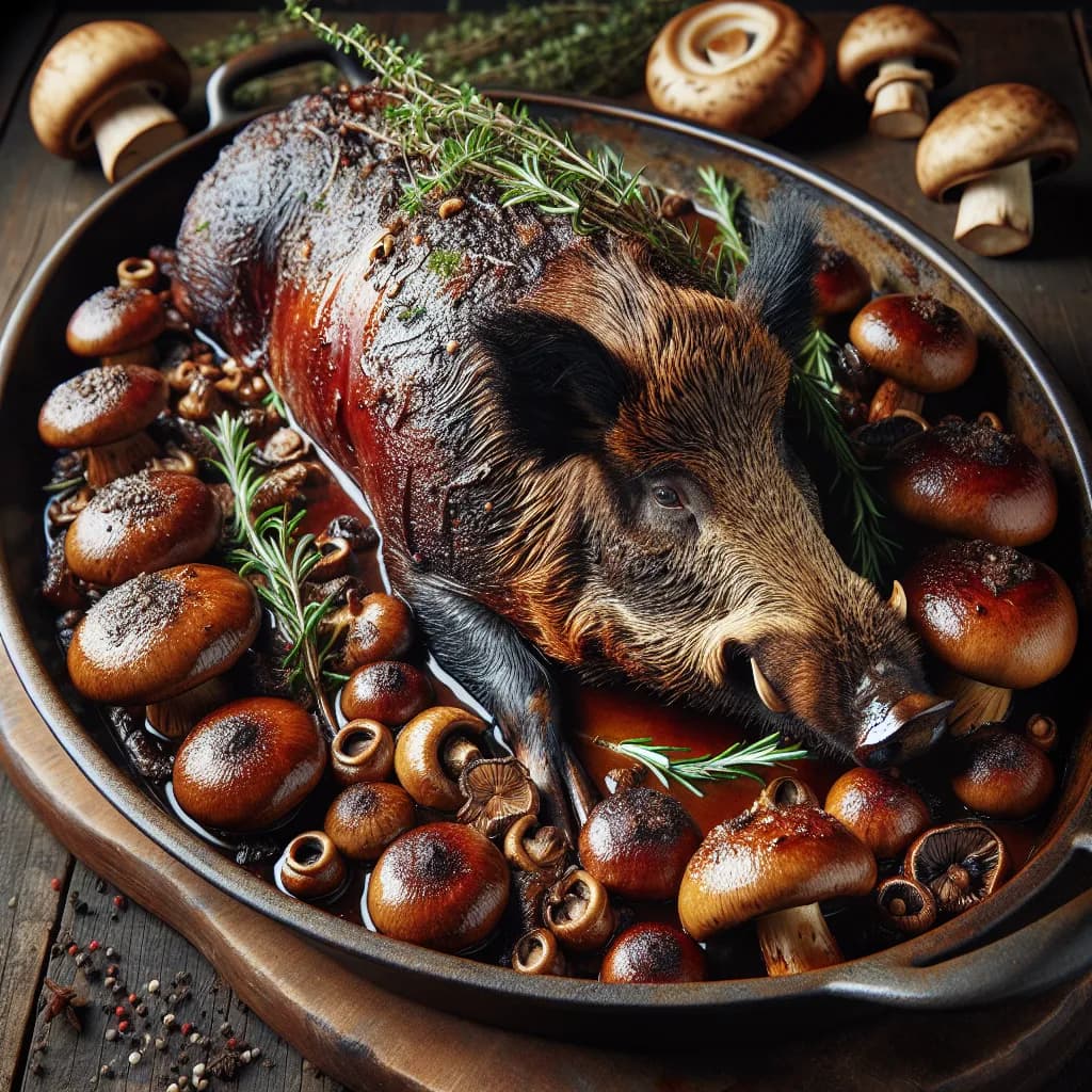 Cinghiale al Forno con Funghi