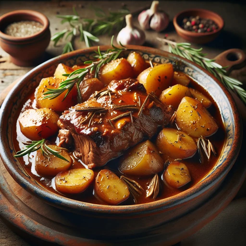 Cinghiale alla Cacciatora con Patate e Rosmarino