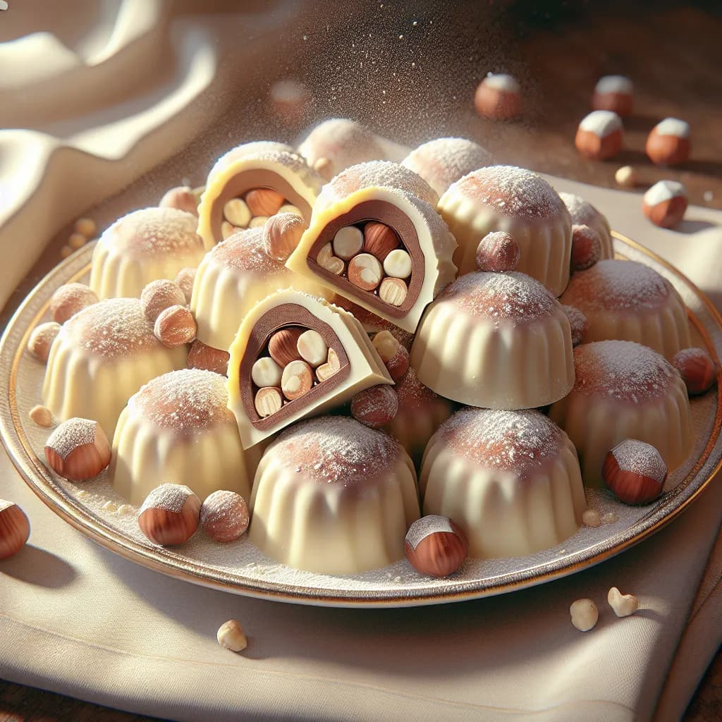 Cioccolatini al Latte con Ripieno di Cioccolato Bianco e Nocciole