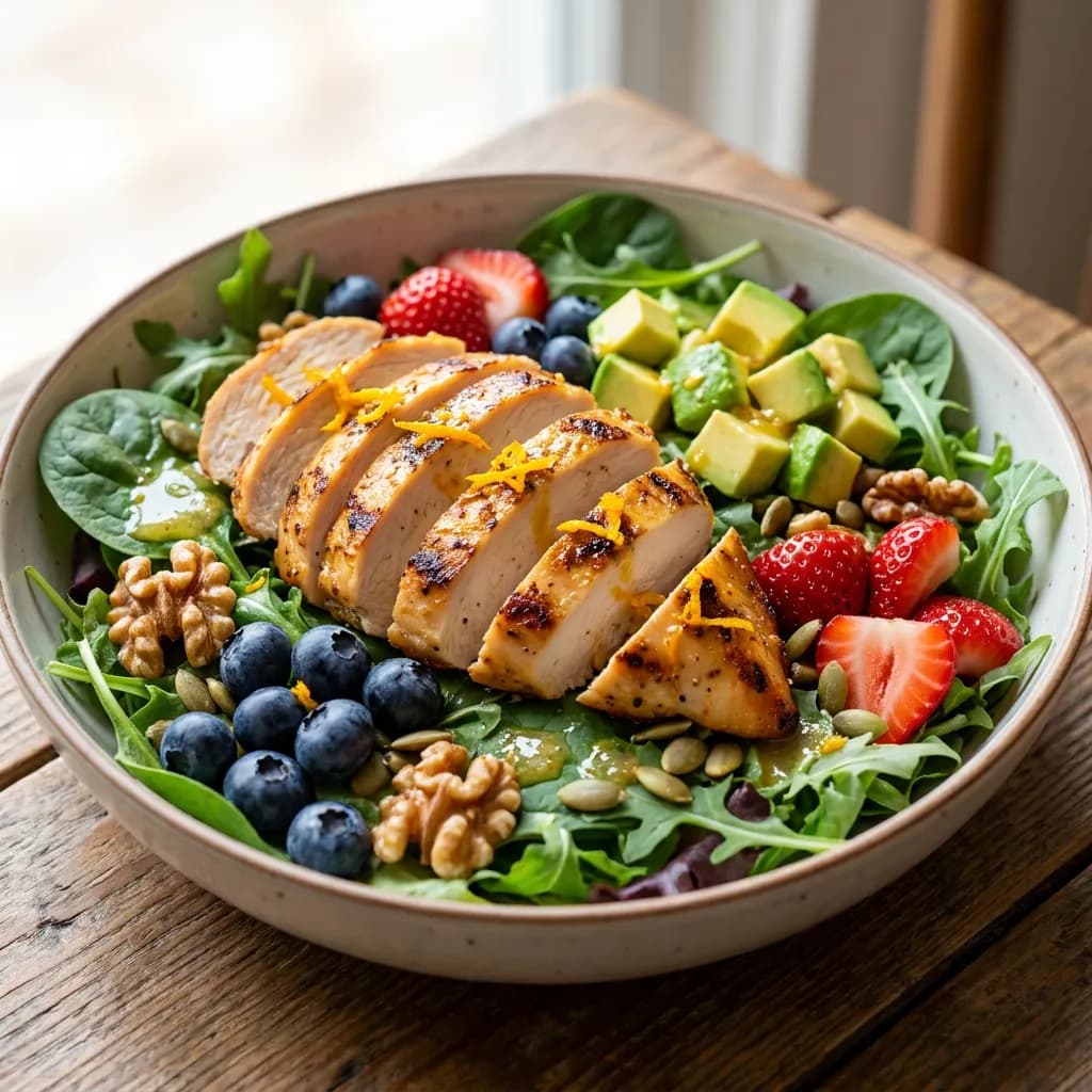 Citrus Chicken, Berry and Walnut Power Salad