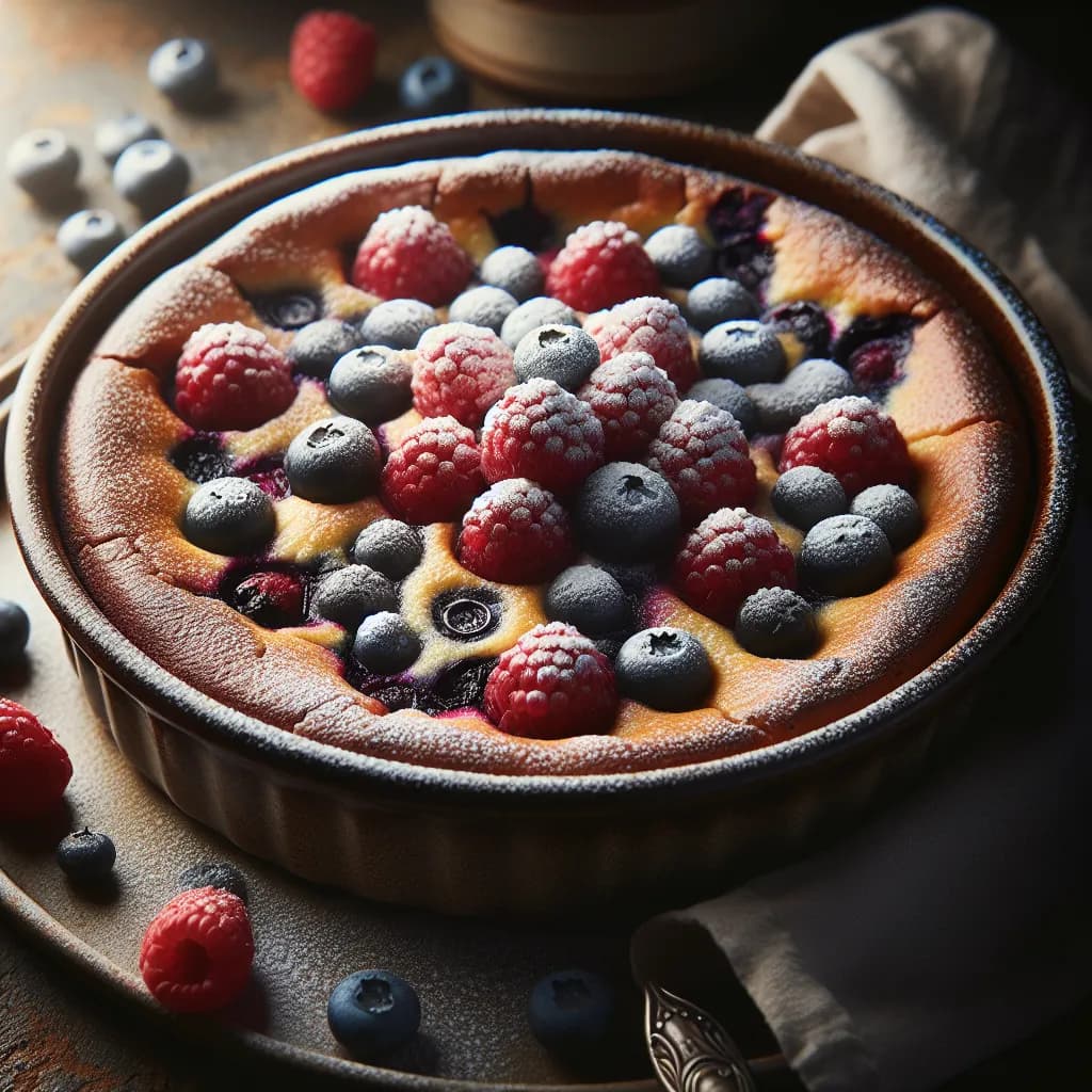Clafoutis aux framboises et myrtilles