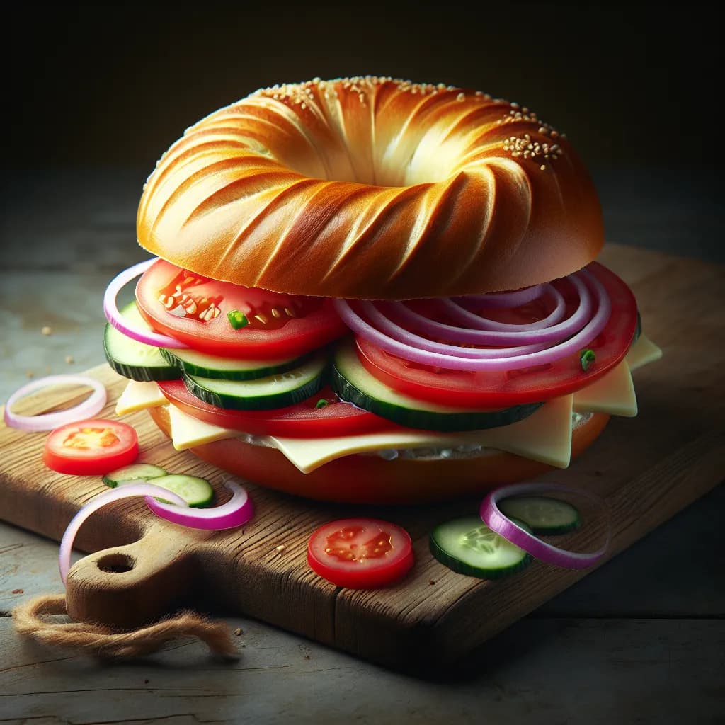 Classic Bagel with Cream Cheese and Vegetables