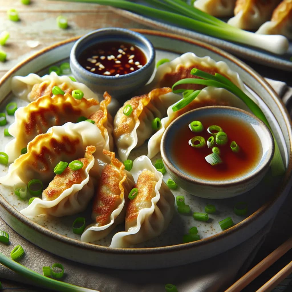 Classic Chinese Fried Dumplings with Dipping Sauce